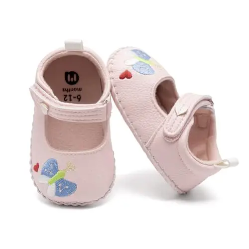 Meckior Infant Baby Girl Sandals Soft Non-Slip Rubber Sole Handmade Princess Wedding Dress Shoes Toddler First Walkers - 1