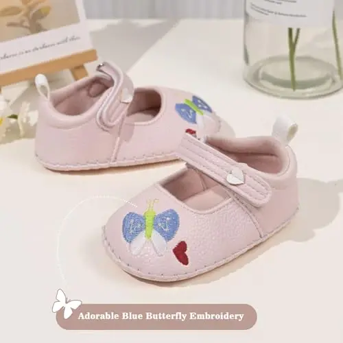 Meckior Infant Baby Girl Sandals Soft Non-Slip Rubber Sole Handmade Princess Wedding Dress Shoes Toddler First Walkers - 3