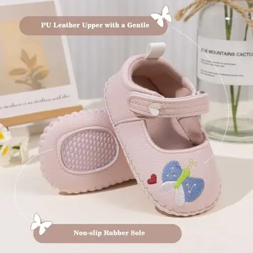 Meckior Infant Baby Girl Sandals Soft Non-Slip Rubber Sole Handmade Princess Wedding Dress Shoes Toddler First Walkers - 6