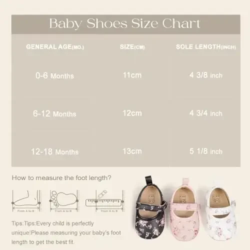 Meckior Infant Baby Girls Boys Handmade Princess Flats Toddler First Walkers Soft PU Leather Non-Slip Crib Wedding Dress Shoes - 6