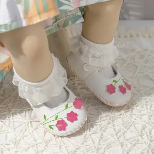 Meckior Infant Baby Girls Boys Handmade Princess Flats Toddler First Walkers Soft PU Leather Non-Slip Crib Wedding Dress Shoes - 2