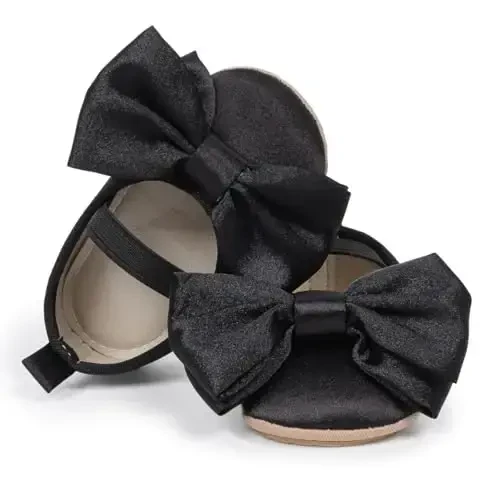 Meckior Infant Baby Girls Boys Handmade Princess Flats Toddler First Walkers Soft PU Leather Non-Slip Crib Wedding Dress Shoes - 1