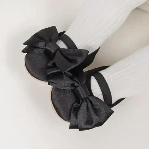 Meckior Infant Baby Girls Boys Handmade Princess Flats Toddler First Walkers Soft PU Leather Non-Slip Crib Wedding Dress Shoes - 3