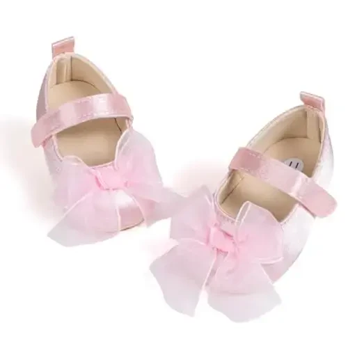 Meckior Infant Baby Girls Boys Handmade Princess Flats Toddler First Walkers Soft PU Leather Non-Slip Crib Wedding Dress Shoes - MECKIOR