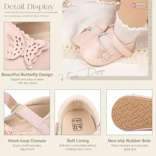 Meckior Infant Baby Girls Boys Qo'lda ishlangan Princess Flats Toddler Birinchi Walkers Yumshoq PU Teri Sirpanmaydigan Crib To'y liboslari poyafzali - 5