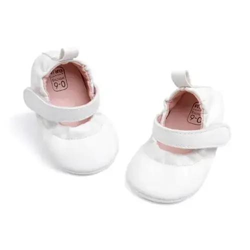 Meckior Infant Baby Girls Boys Qo'lda ishlangan Princess Flats Toddler First Walkers Yumshoq PU Charm Sirpanmaydigan Beshik To'y Liboslari Poyabzallari - 1