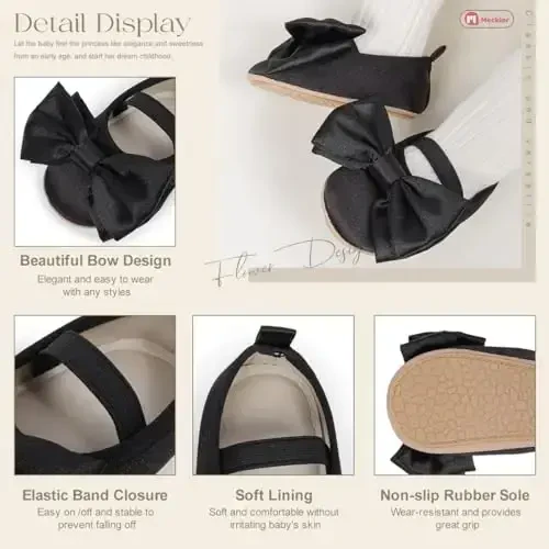 Meckior Infant Baby Girls Boys Qo'lda ishlangan Princess Flats Toddler First Walkers Yumshoq PU Teri Sirpanmaydigan Beshik To'y Liboslari Poyabzallari - 5