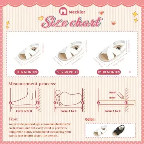Meckior Infant Baby Girls Boys Summer Sandals Open Toe Lace Princess Dress Wedding Flats Shoes Newborn Toddler Soft Non-slip Sole First Walker Crib Shoes - 2