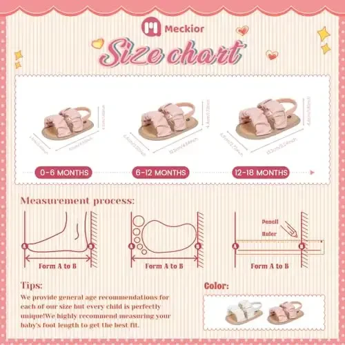 Meckior Infant Baby Girls Boys Summer Sandals Open Toe Lace Princess Dress Wedding Flats Shoes Newborn Toddler Soft Non-slip Sole First Walker Crib Shoes - 6
