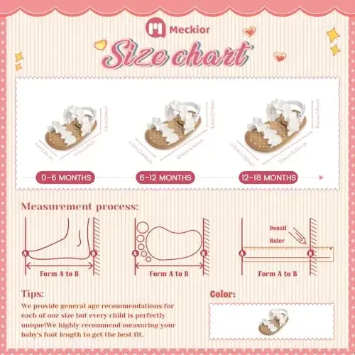 Meckior Infant Baby Girls Boys Summer Sandals Open Toe Lace Princess Dress Wedding Flats Shoes Newborn Toddler Soft Non-slip Sole First Walker Crib Shoes - 6