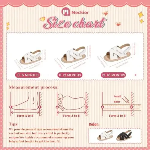 Meckior Infant Baby Girls Boys Summer Sandals Open Toe Lace Princess Dress Wedding Flats Shoes Newborn Toddler Soft Non-slip Sole First Walker Crib Shoes - 6