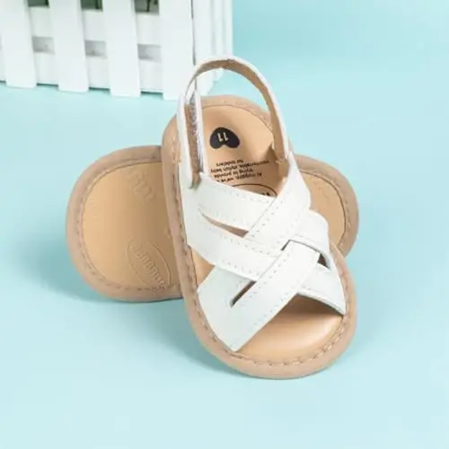 Meckior Infant Baby Girls Boys Summer Sandals Open Toe Lace Princess Dress Wedding Flats Shoes Newborn Toddler Soft Non-slip Sole First Walker Crib Shoes - 4