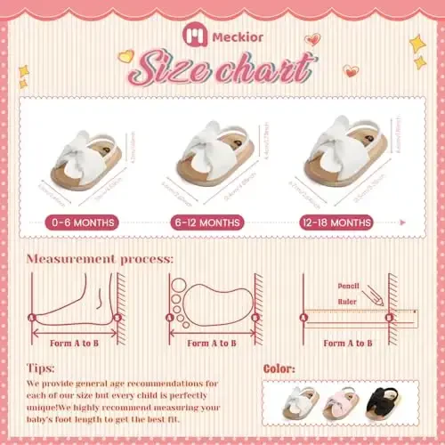 Meckior Infant Baby Girls Boys Summer Sandals Open Toe Lace Princess Dress Wedding Flats Shoes Newborn Toddler Soft Non-slip Sole First Walker Crib Shoes - 6