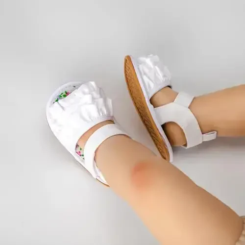 Meckior Infant Baby Girls Boys Summer Sandals Open Toe Lace Princess Dress Wedding Flats Shoes Newborn Toddler Soft Non-slip Sole First Walker Crib Shoes - MECKIOR (1)