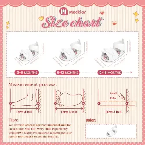 Meckior Infant Baby Girls Boys Summer Sandals Open Toe Lace Princess Dress Wedding Flats Shoes Newborn Toddler Soft Non-slip Sole First Walker Crib Shoes - 6