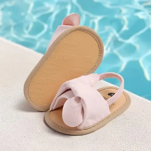 Meckior Infant Baby Girls Boys Summer Sandals Open Toe Lace Princess Dress Wedding Flats Shoes Newborn Toddler Soft Non-slip Sole First Walker Crib Shoes - 4