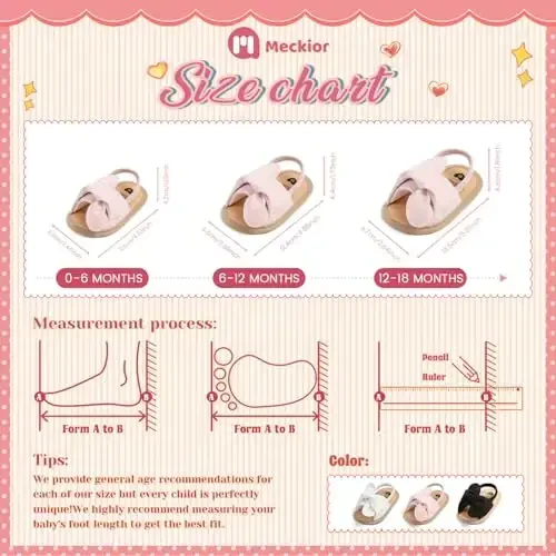 Meckior Infant Baby Girls Boys Summer Sandals Open Toe Lace Princess Dress Wedding Flats Shoes Newborn Toddler Soft Non-slip Sole First Walker Crib Shoes - 6