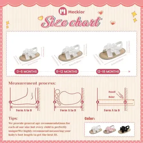 Meckior Infant Baby Girls Boys Summer Sandals Open Toe Lace Princess Dress Wedding Flats Shoes Newborn Toddler Soft Non-slip Sole First Walker Crib Shoes - 6
