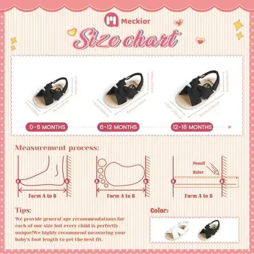 Meckior Infant Baby Girls Boys Summer Sandals Open Toe Lace Princess Dress Wedding Flats Shoes Newborn Toddler Soft Non-slip Sole First Walker Crib Shoes - 6