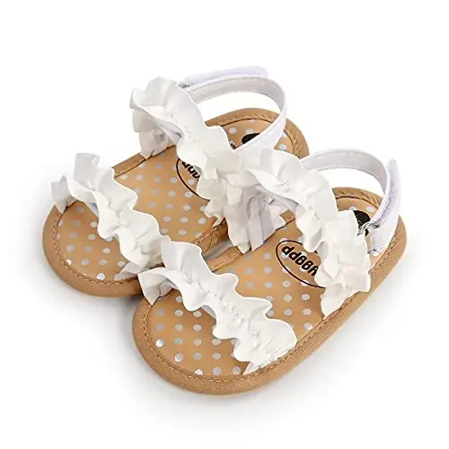 Meckior Infant Baby Girls Boys Yozgi Sandallar Ochiq Oyoq Uchli Dantel Malika Kiyimi To'y Baletkalari Yangi Tug'ilgan Chaqaloq Yumshoq Sirpanmaydigan Taglik Birinchi Yuruvchi Beshik Poyabzallari 