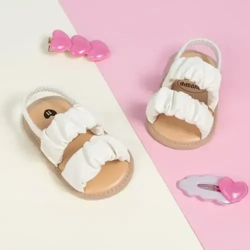 Meckior Infant Baby Girls Boys Yozgi Sandallar Ochiq Oyoq Uchli Dantelli Malika Liboslari To'y Baletkalari Yangi Tug'ilgan Chaqaloq Yumshoq Sirpanmaydigan Taglik Birinchi Yuruvchi Beshik Poyabzallari - 4