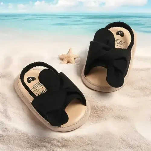 Meckior Infant Baby Girls Boys Yozgi Sandallar Ochiq Oyoq Uchli Dantelli Malika Liboslari To'y Baletkalari Yangi Tug'ilgan Chaqaloq Yumshoq Sirpanmaydigan Taglik Birinchi Yuruvchi Beshik Poyabzallari - 3