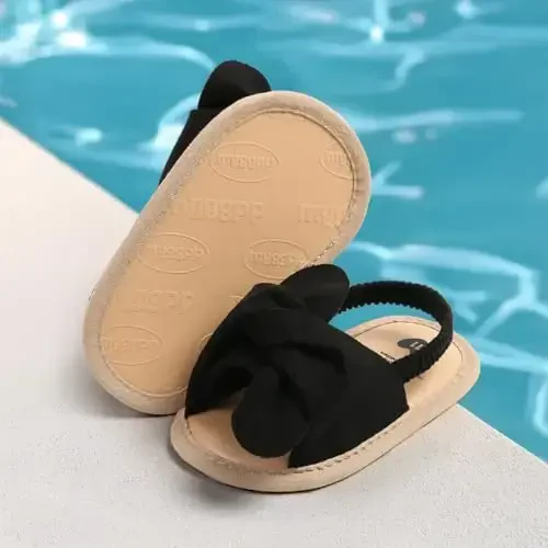 Meckior Infant Baby Girls Boys Yozgi Sandallar Ochiq Oyoq Uchli Dantelli Malika Liboslari To'y Baletkalari Yangi Tug'ilgan Chaqaloq Yumshoq Sirpanmaydigan Taglik Birinchi Yuruvchi Beshik Poyabzallari - 4