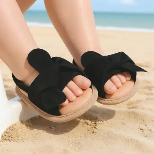 Meckior Infant Baby Girls Boys Yozgi Sandallar Ochiq Oyoq Uchli Dantelli Malika Liboslari To'y Baletkalari Yangi Tug'ilgan Chaqaloq Yumshoq Sirpanmaydigan Taglik Birinchi Yuruvchi Beshik Poyabzallari - MECKIOR (1)