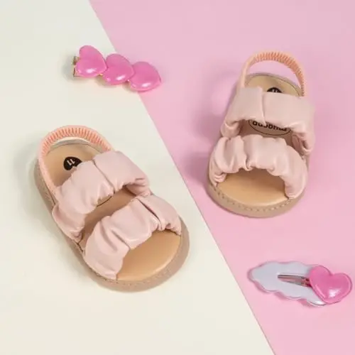 Meckior Infant Baby Girls Boys Yozgi Sandallar Ochiq Oyoq Uchli Dantelli Malika Liboslari To'y Baletkalari Yangi Tug'ilgan Chaqaloqlar Yumshoq Sirpanmaydigan Taglik Birinchi Yuruvchi Beshik Poyabzallari - 4