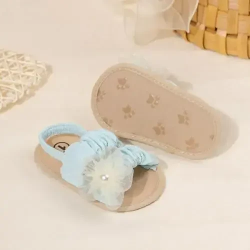 Meckior Infant Baby Girls Boys Yozgi Sandallar Ochiq Oyoq Uchli Dantelli Malika Liboslari To'y Poyabzallari Yangi Tug'ilgan Chaqaloqlar Yumshoq Sirpanmaydigan Taglik Birinchi Yuruvchi Beshik Poyabzallari - 5