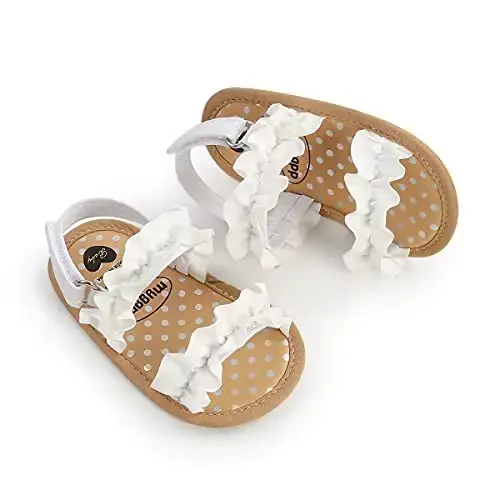 Meckior Infant Baby Girls Boys Yozgi Sandallar Ochiq Oyoq Uchli Dantelli Princess Kiyim To'y Baletkalari Yangi Tug'ilgan Chaqaloq Yumshoq Sirpanmaydigan Taglik Birinchi Yuruvchi Krovat Oyoq Kiyimlari - 4