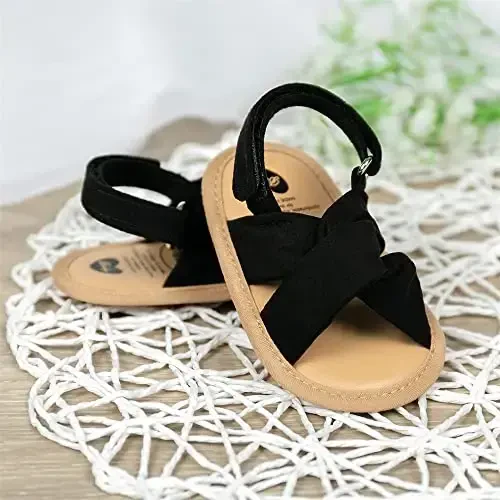 Meckior Infant Baby Girls Boys Yozgi Sandallar Ochiq Oyoqli Dantel Princess Kiyim To'y Oyoq kiyimlari Yangi tug'ilgan chaqaloq Yumshoq Sirpanmaydigan Taglik Birinchi Yuruvchi Beshik Oyoq kiyimlari - 4