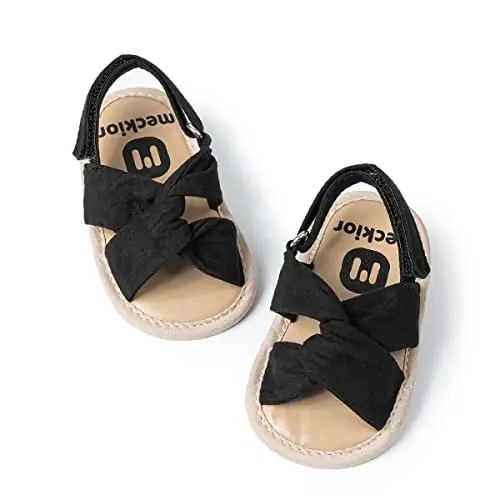 Meckior Infant Baby Girls Boys Yozgi Sandallar Ochiq Oyoqli Dantel Princess Kiyim To'y Oyoq kiyimlari Yangi tug'ilgan chaqaloq Yumshoq Sirpanmaydigan Taglik Birinchi Yuruvchi Beshik Oyoq kiyimlari - 1