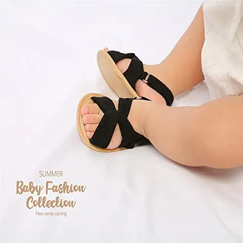 Meckior Infant Baby Girls Boys Yozgi Sandallar Ochiq Oyoqli Dantel Princess Kiyim To'y Oyoq kiyimlari Yangi tug'ilgan chaqaloq Yumshoq Sirpanmaydigan Taglik Birinchi Yuruvchi Beshik Oyoq kiyimlari - 4