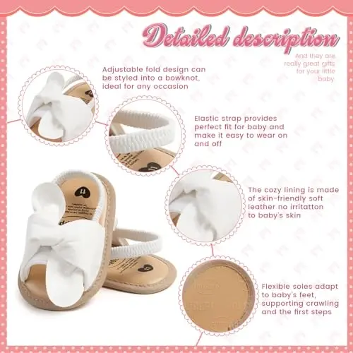 Meckior Infant Baby Qizlar Bolalar Yozgi Sandallar Ochiq Oyoq Uchli To'r Princess Kiyim To'y Oyoq Kiyimlari Yangi Tug'ilgan Chaqaloq Yumshoq Sirpanmaydigan Taglik Birinchi Yuruvchi Krovat Oyoq Kiyimlari - 5