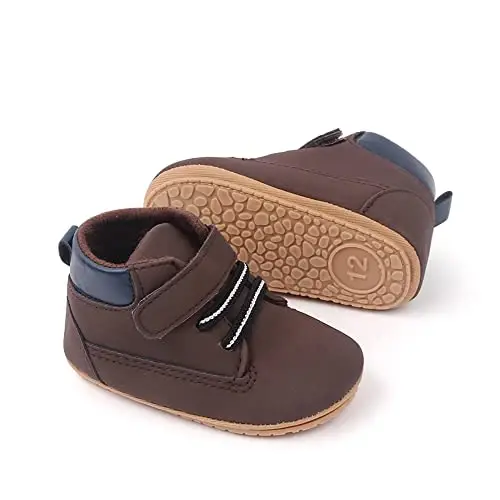 Meckior Toddler Baby Boys Girls High Tops Ankle Sneakers Soft Anti-Slip Sole PU Leather Moccasins Infant Newborn Prewalker First Walking Crib Shoes 