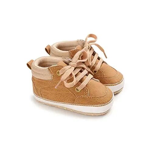 Meckior Toddler Baby Boys Girls High Tops Ankle Sneakers Soft Anti-Slip Sole PU Leather Moccasins Infant Newborn Prewalker First Walking Crib Shoes - MECKIOR