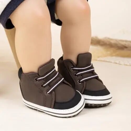 Meckior Toddler Baby Boys Girls High Tops Ankle Sneakers Soft Anti-Slip Sole PU Leather Moccasins Infant Newborn Prewalker First Walking Crib Shoes - MECKIOR (1)
