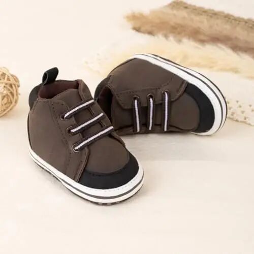 Meckior Toddler Baby Boys Girls High Tops Ankle Sneakers Soft Anti-Slip Sole PU Leather Moccasins Infant Newborn Prewalker First Walking Crib Shoes - 3