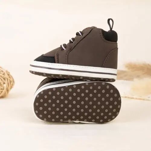 Meckior Toddler Baby Boys Girls High Tops Ankle Sneakers Soft Anti-Slip Sole PU Leather Moccasins Infant Newborn Prewalker First Walking Crib Shoes - 4