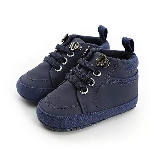 Meckior Toddler Baby Boys Girls High Tops Ankle Sneakers Soft Anti-Slip Sole PU Leather Moccasins Infant Newborn Prewalker First Walking Crib Shoes - MECKIOR