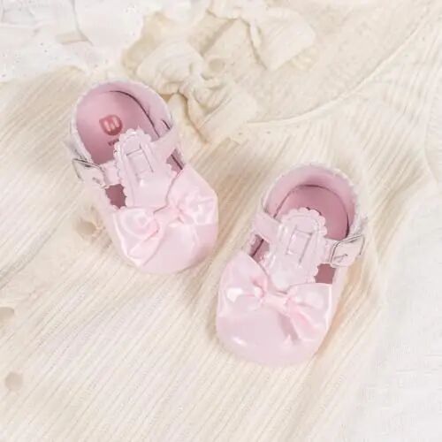 Meckior Newborn Baby Girls Dress Shoes Infant Bowknot Soft Sole Mary Jane Moccasins Baptism Christening Crib Shoes Wedding Princess Flats - 4