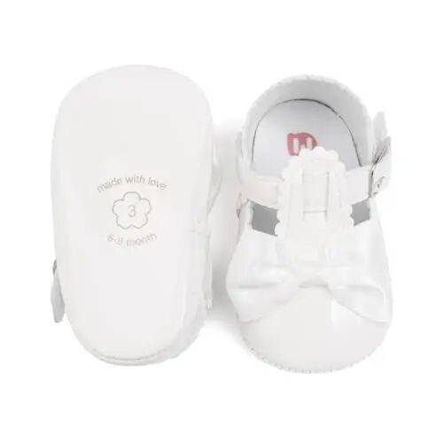 Meckior Newborn Baby Girls Dress Shoes Infant Bowknot Soft Sole Mary Jane Moccasins Baptism Christening Crib Shoes Wedding Princess Flats 