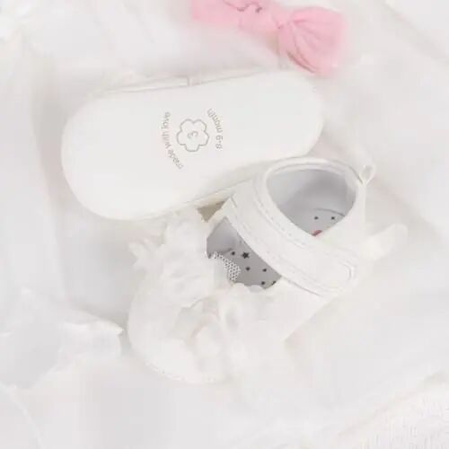 Meckior Newborn Baby Girls Dress Shoes Infant Bowknot Soft Sole Mary Jane Moccasins Baptism Christening Crib Shoes Wedding Princess Flats - 3