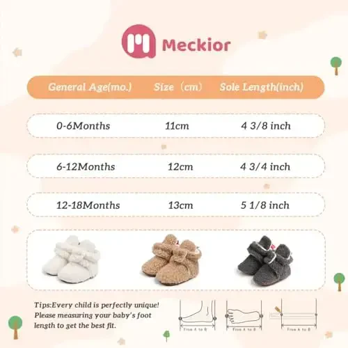 Meckior Newborn Infant Baby Girls Boys Warm Fleece Winter Booties First Walkers Slippers Shoes - 2