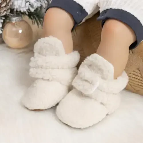 Meckior Newborn Infant Baby Girls Boys Warm Fleece Winter Booties First Walkers Slippers Shoes - 4