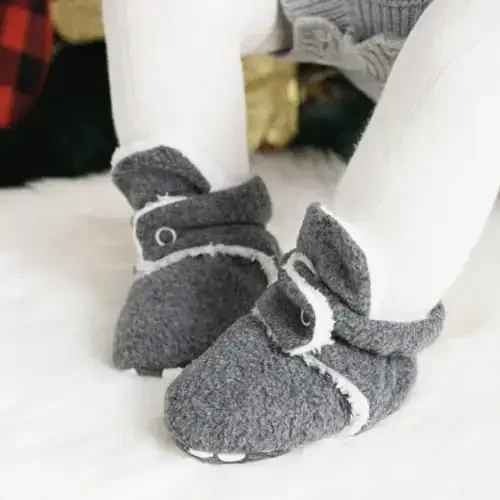 Meckior Newborn Infant Baby Girls Boys Warm Fleece Winter Booties First Walkers Slippers Shoes - 4