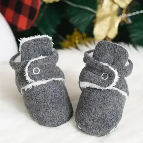 Meckior Newborn Infant Baby Girls Boys Warm Fleece Winter Booties First Walkers Slippers Shoes - 5