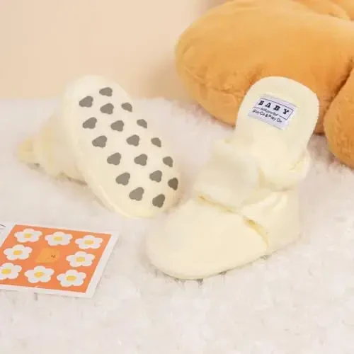 Meckior Newborn Infant Baby Girls Boys Warm Fleece Winter Booties First Walkers Slippers Shoes - 6