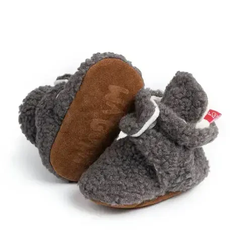 Meckior Newborn Infant Baby Girls Boys Warm Fleece Winter Booties First Walkers Slippers Shoes - 3
